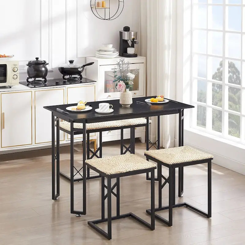 Javlergo Ensemble de salle à manger 4 pièces, Table de cuisine peu encombrante avec banc et deux tabourets pour 4 personnes