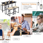 Javlergo Ensemble de salle à manger 4 pièces, Table de cuisine peu encombrante avec banc et deux tabourets pour 4 personnes