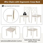 Mid-Century Solid Wood 5-Piece Round Dining Table Set, Kitchen Table Set with Upholstered Chairs, Walnut Table+Beige Chair