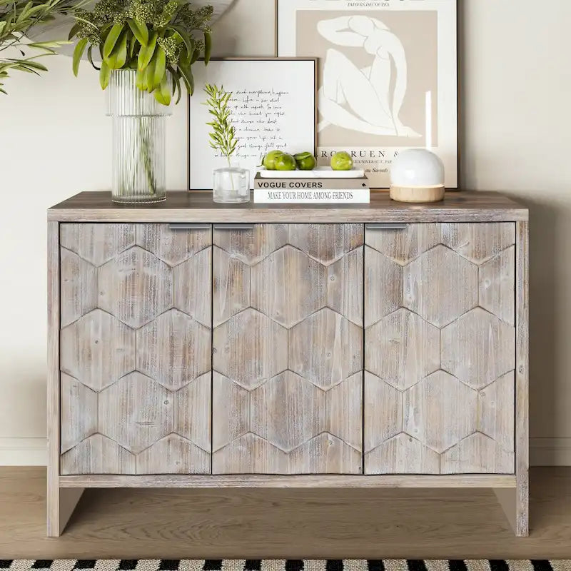 Accent Cabinet 3 Door Wooden Sideboard Buffet Server Cabinet