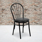 2 Pack Fan Back Metal Chair - Vinyl Seat - 16W x 20D x 34.5H - 16W x 20D x 34.5H