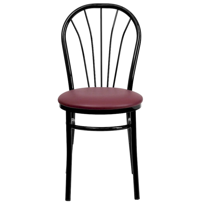 2 Pack Fan Back Metal Chair - Vinyl Seat - 16W x 20D x 34.5H - 16W x 20D x 34.5H