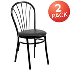 2 Pack Fan Back Metal Chair - Vinyl Seat - 16W x 20D x 34.5H - 16W x 20D x 34.5H