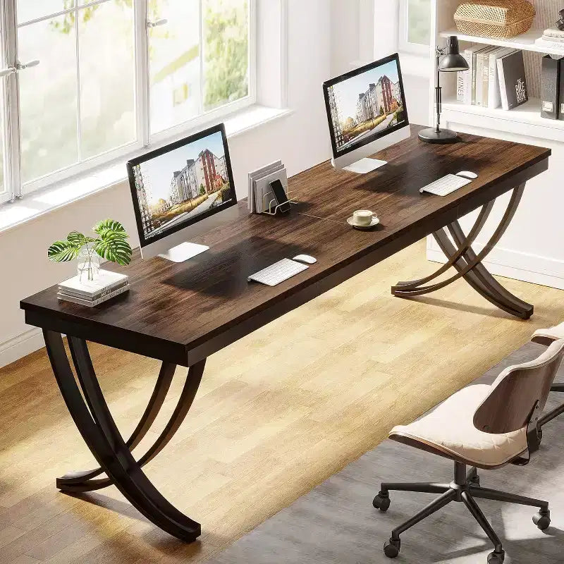 Bureau d'ordinateur 2 places Lantine de 199,9 cm pour bureau à domicile