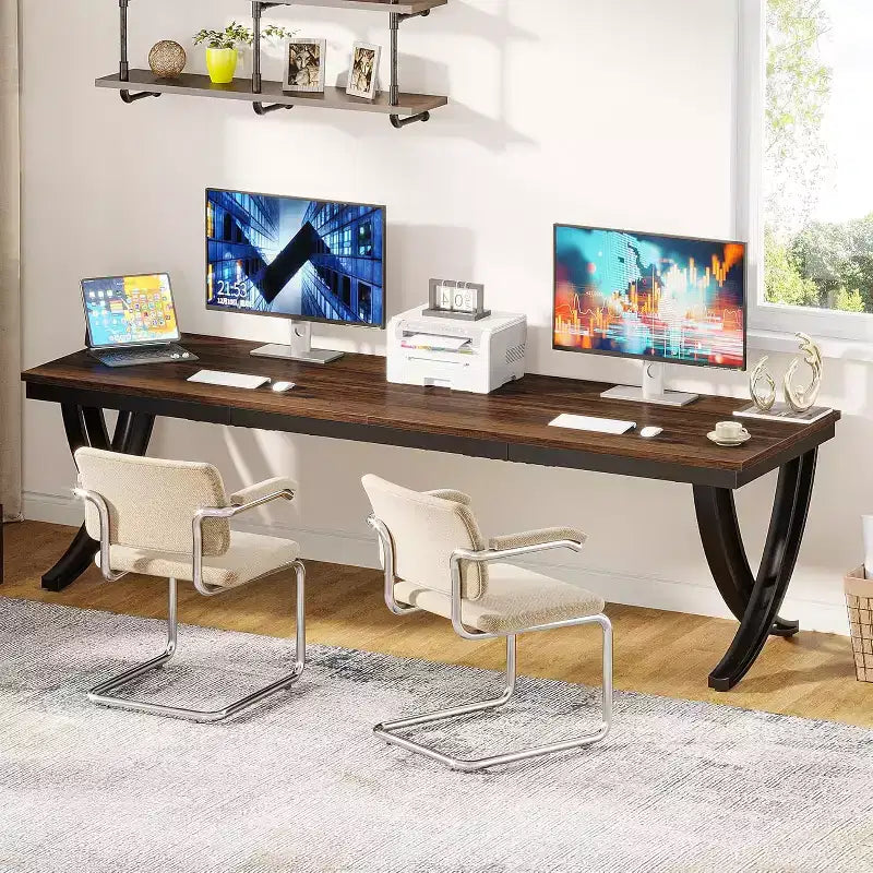 Bureau d'ordinateur 2 places Lantine de 199,9 cm pour bureau à domicile