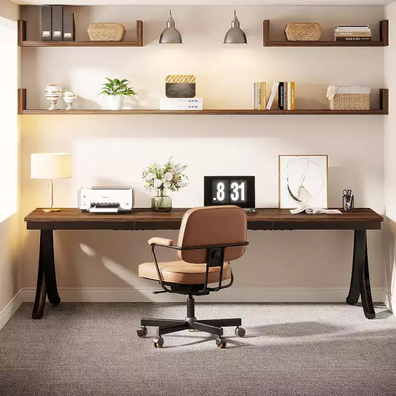 Bureau d'ordinateur 2 places Lantine de 199,9 cm pour bureau à domicile