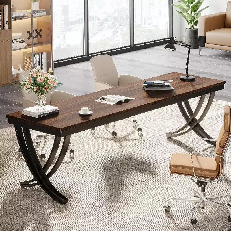 Bureau d'ordinateur 2 places Lantine de 199,9 cm pour bureau à domicile