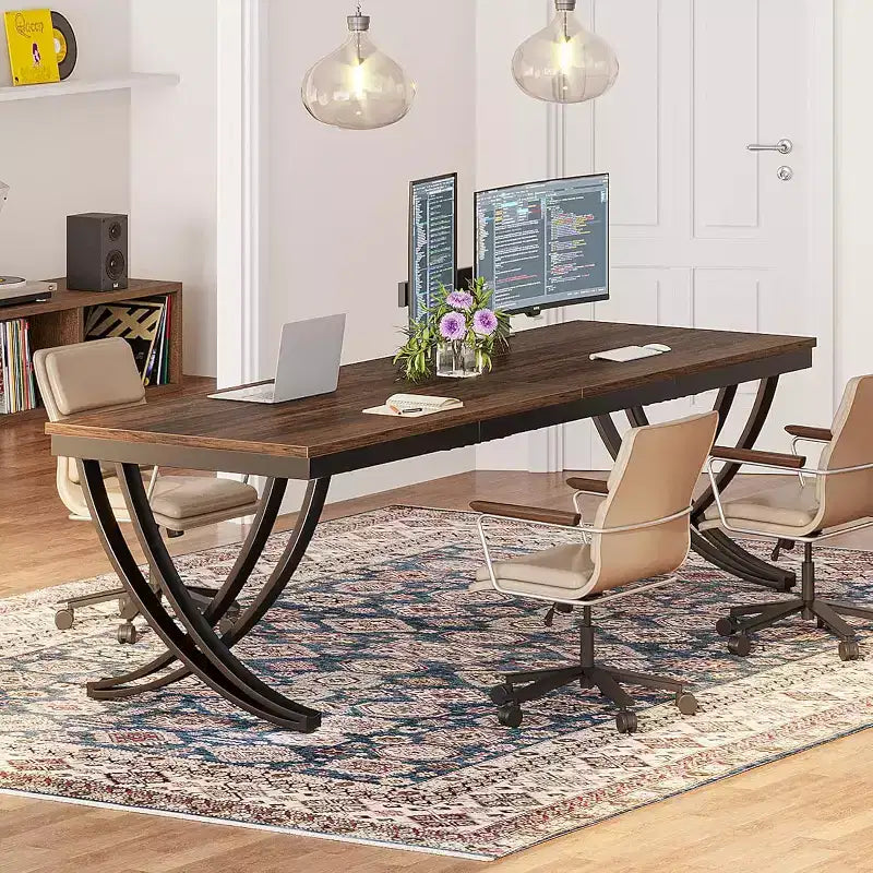 Bureau d'ordinateur 2 places Lantine de 199,9 cm pour bureau à domicile