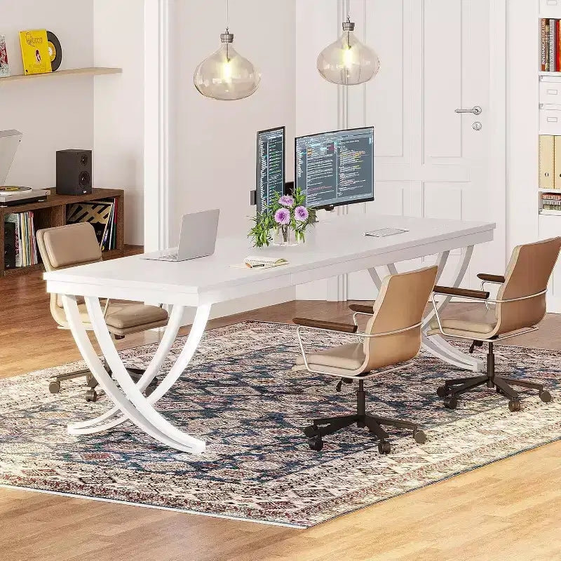 Bureau d'ordinateur 2 places Lantine de 199,9 cm pour bureau à domicile