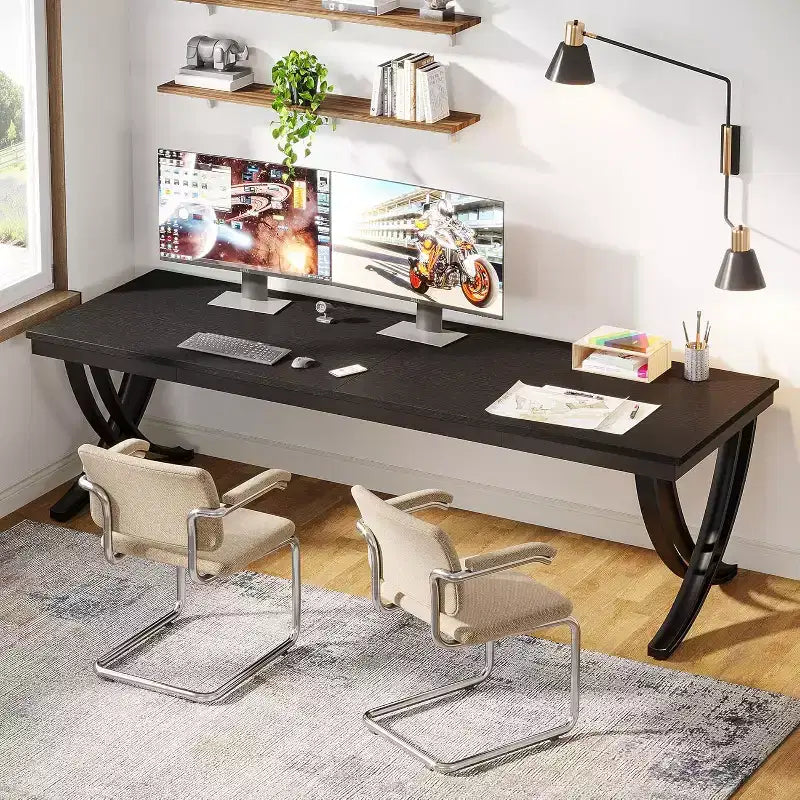 Bureau d'ordinateur 2 places Lantine de 199,9 cm pour bureau à domicile