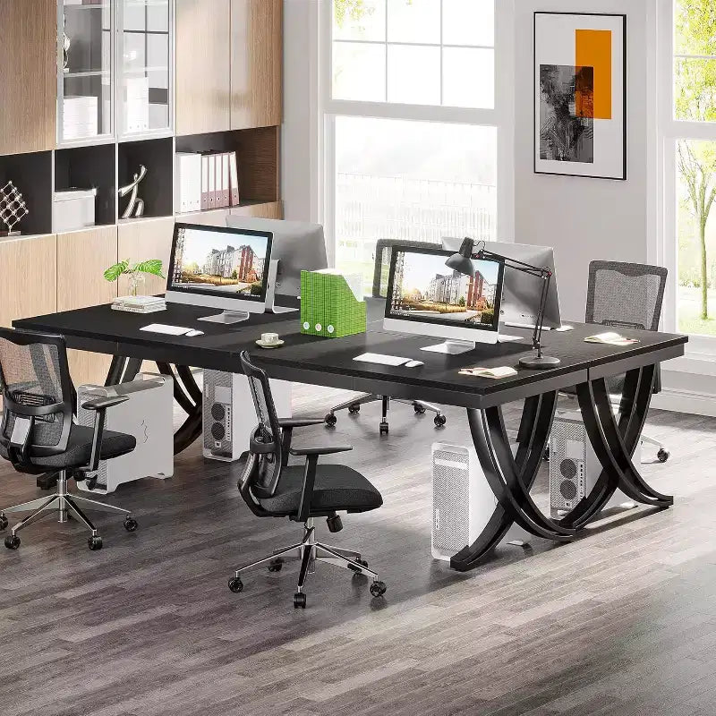 Bureau d'ordinateur 2 places Lantine de 199,9 cm pour bureau à domicile