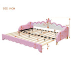 Lit de Repos Extensible Jumeau avec Lumières LED, Lit de Repos de Princesse Rembourré