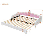 Lit de Repos Extensible Jumeau avec Lumières LED, Lit de Repos de Princesse Rembourré