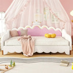 Lit de Repos Extensible Jumeau avec Lumières LED, Lit de Repos de Princesse Rembourré