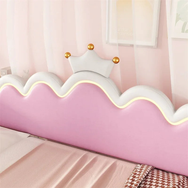 Lit de Repos Extensible Jumeau avec Lumières LED, Lit de Repos de Princesse Rembourré
