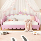 Lit de Repos Extensible Jumeau avec Lumières LED, Lit de Repos de Princesse Rembourré