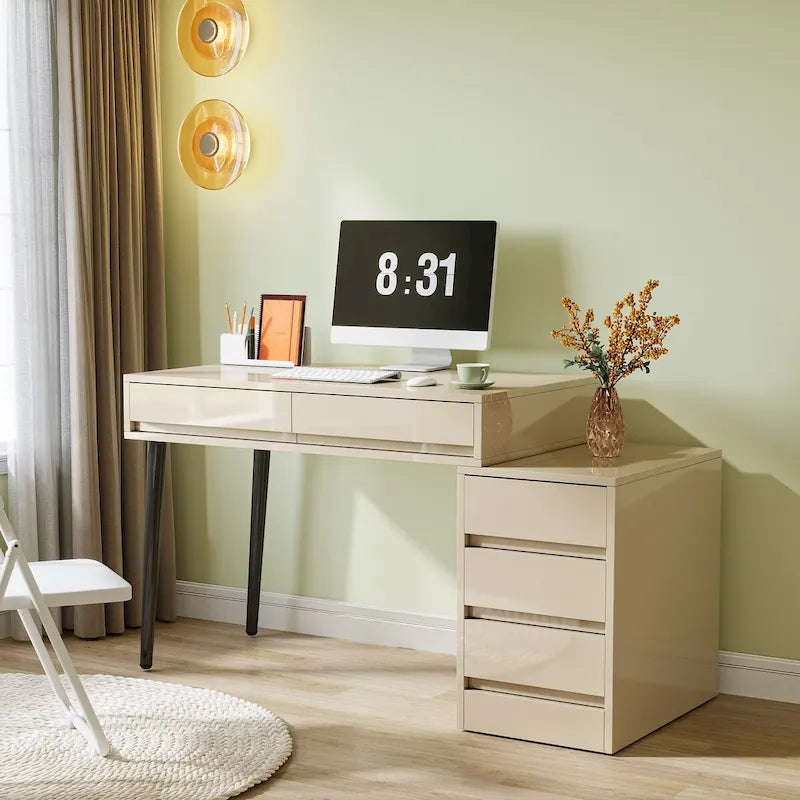 Reversible Computer Desk with 5 Drawers
