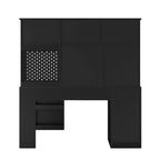 L Shaped Desk with Charger,Computer Desk with Drawers,Bookshelf & Hutchwith LED Light,Modern Corner Desk,Home Office Desk