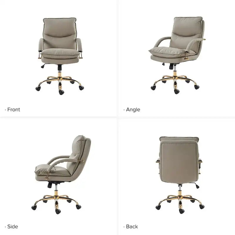 Leona Modern Faux Leather Adjustable Height Tilting Office Chair with Swivel Base by HULALA HOME
