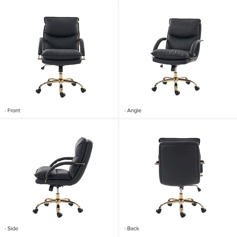 Leona Modern Faux Leather Adjustable Height Tilting Office Chair with Swivel Base by HULALA HOME