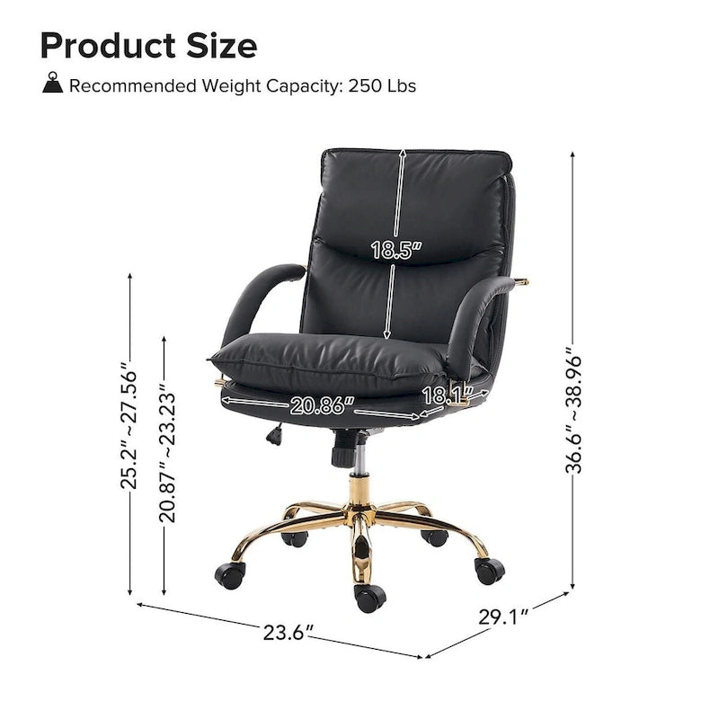 Leona Modern Faux Leather Adjustable Height Tilting Office Chair with Swivel Base by HULALA HOME