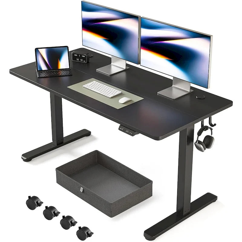 FEZIBO Standing Desk with Drawer, Adjustable Height Electric Stand up Desk, Sit Stand Home Office Desk, Ergonomic Workstation
