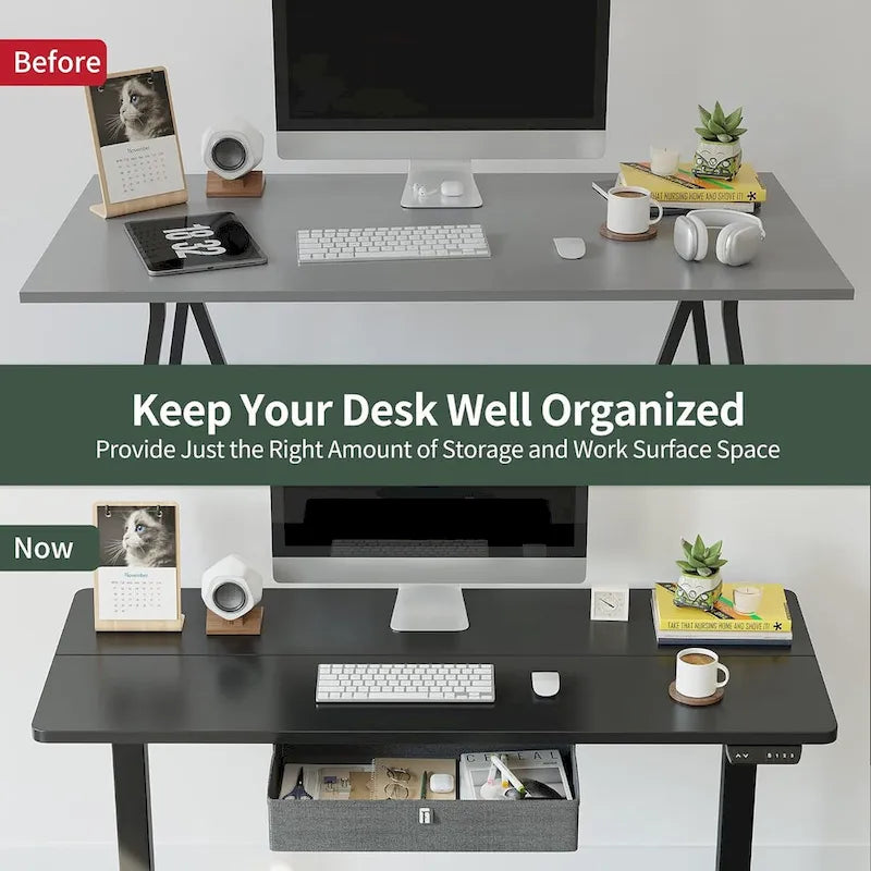 FEZIBO Standing Desk with Drawer, Adjustable Height Electric Stand up Desk, Sit Stand Home Office Desk, Ergonomic Workstation