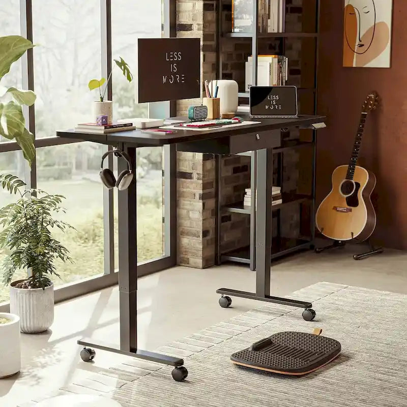 FEZIBO Standing Desk with Drawer, Adjustable Height Electric Stand up Desk, Sit Stand Home Office Desk, Ergonomic Workstation