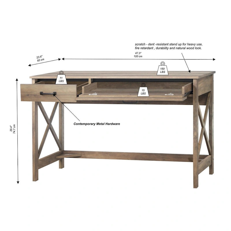 Saint Birch Alaska 47 Wrinting Desk with Two Drawers