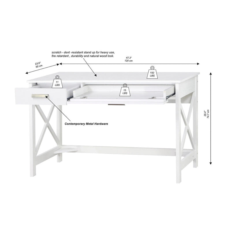 Saint Birch Alaska 47 Wrinting Desk with Two Drawers