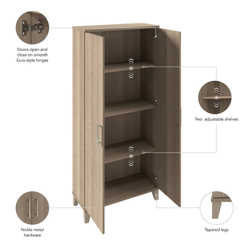 Somerset Tall Storage Cabinet with Doors and Shelves by Bush Furniture