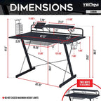 Techni Sport Carbon Computer Gaming Desk with Shelving