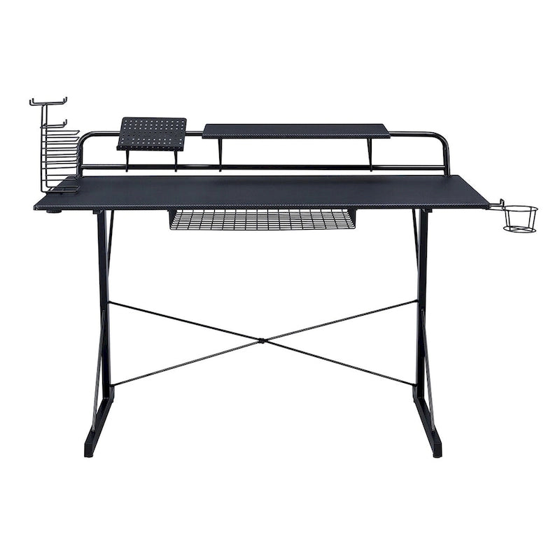 Techni Sport Carbon Computer Gaming Desk with Shelving