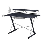 Techni Sport Carbon Computer Gaming Desk with Shelving