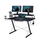 Techni Sport Carbon Computer Gaming Desk with Shelving