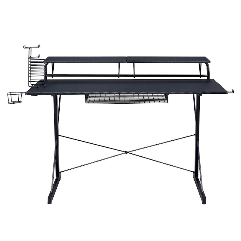 Techni Sport Carbon Computer Gaming Desk with Shelving