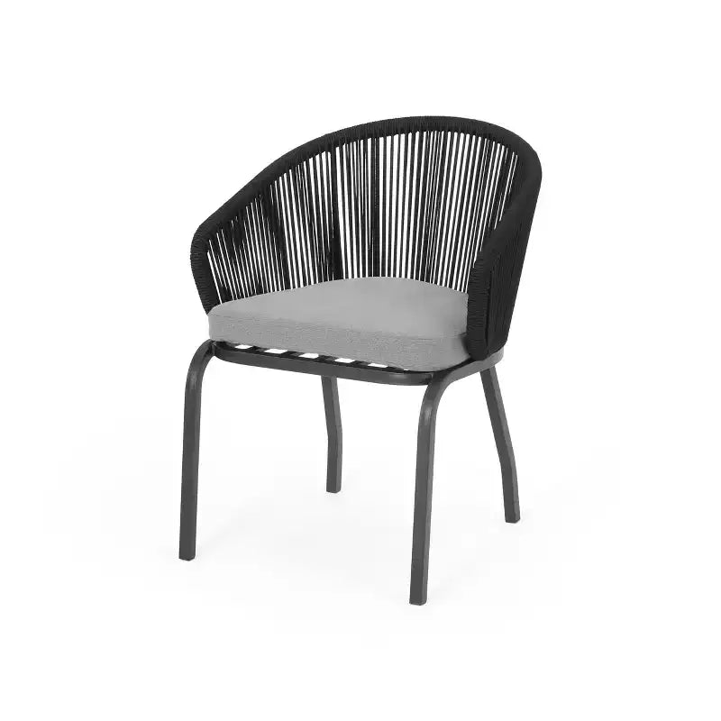 Christopher Knight Home Skycrest Ensemble de conversation 3 pièces d'extérieur en corde et verre avec coussin, Noir/Gris