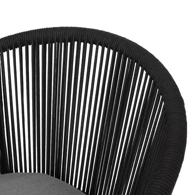 Christopher Knight Home Skycrest Ensemble de conversation 3 pièces d'extérieur en corde et verre avec coussin, Noir/Gris