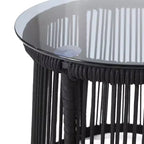 Christopher Knight Home Skycrest Ensemble de conversation 3 pièces d'extérieur en corde et verre avec coussin, Noir/Gris