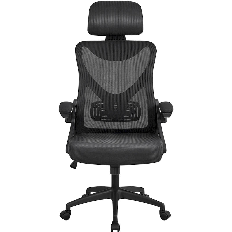 Yaheetech High Back Mesh Office Chair with Flip-up Armrest Ergonomic Desk Chair - N/A