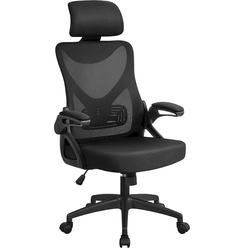 Yaheetech High Back Mesh Office Chair with Flip-up Armrest Ergonomic Desk Chair - N/A