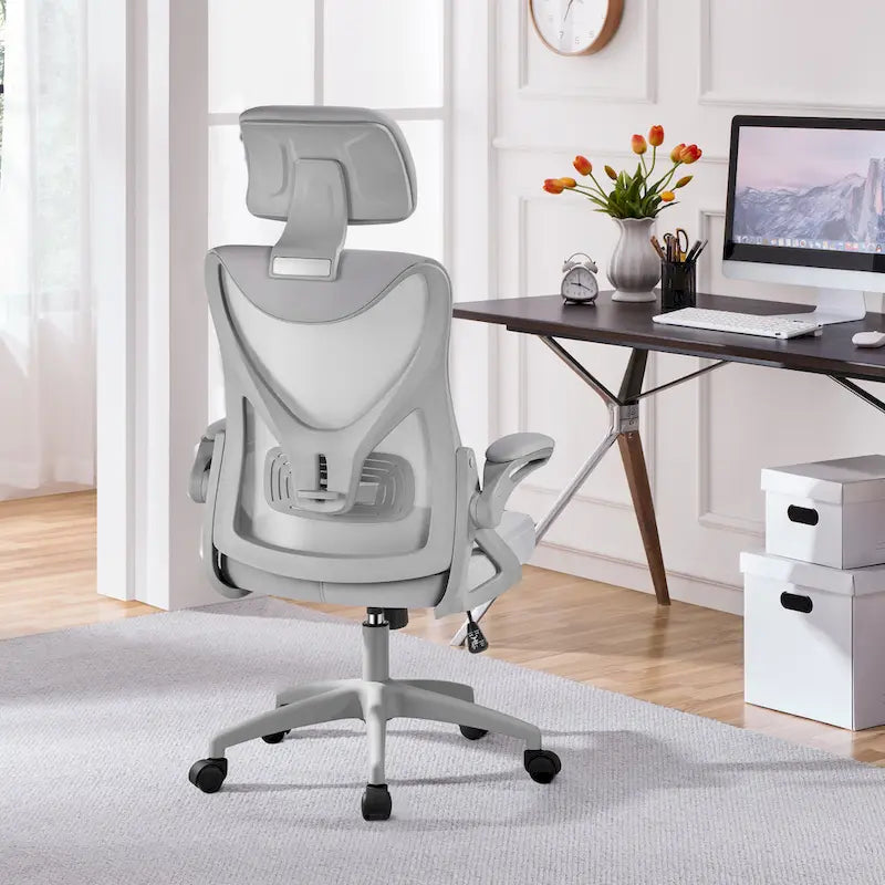 Yaheetech High Back Mesh Office Chair with Flip-up Armrest Ergonomic Desk Chair - N/A