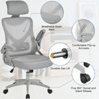 Yaheetech High Back Mesh Office Chair with Flip-up Armrest Ergonomic Desk Chair - N/A
