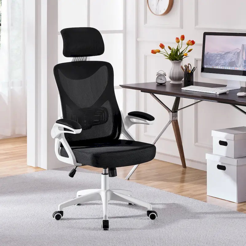 Yaheetech High Back Mesh Office Chair with Flip-up Armrest Ergonomic Desk Chair - N/A