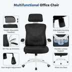 Yaheetech High Back Mesh Office Chair with Flip-up Armrest Ergonomic Desk Chair - N/A