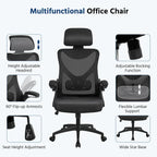 Yaheetech High Back Mesh Office Chair with Flip-up Armrest Ergonomic Desk Chair - N/A