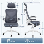 Yaheetech High Back Mesh Office Chair with Flip-up Armrest Ergonomic Desk Chair - N/A