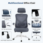 Yaheetech High Back Mesh Office Chair with Flip-up Armrest Ergonomic Desk Chair - N/A