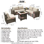Marlton 7pc Wicker Outdoor Patio Furniture Set Conversation Sofa Set with a Fire Pit and Cushions
