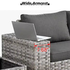 Marlton 7pc Wicker Outdoor Patio Furniture Set Conversation Sofa Set with a Fire Pit and Cushions